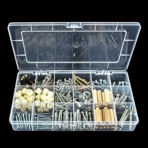 Image of 2PCS 18 Grids Transparent Beads Storage Containers Box, Rectangle Clear Craft Supply Case for Small Items and Other Craft Projects, Bead Rings Jewelry Display Organizer