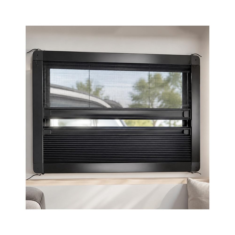 Oscurante Finestra Camper, Tendina Retrattile Doppio Strato | Il Design Plissettato A Scomparsa Fa Risparmiare Spazio, Offrendo Un Controllo Flessibile(55.5x65.5cm)