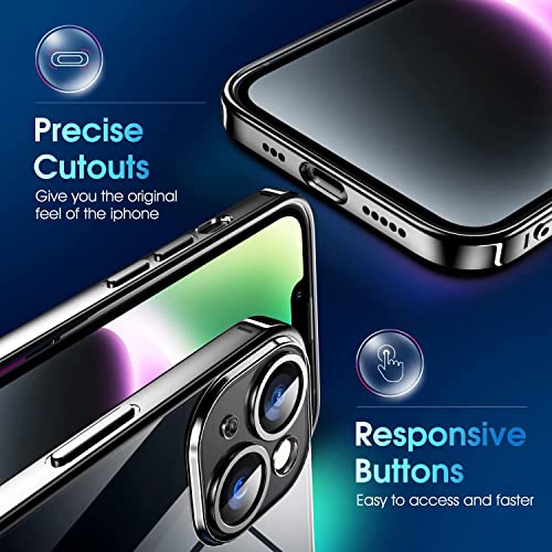 Image of VONZEE TPU Compatible With Iphone 14 Plus Case 6.7 Inch, Luxury Electroplated Soft Edge Bumper Case, Full Camera Protection & Reinforced Corners Shockproof Case Cover|Transparent|Black