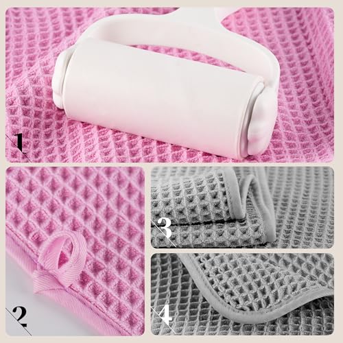 Image of POLYTE 430 GSM Microfiber Oversize Quick Dry Lint Free Bath Towel, 60 x 30 in, 4 Pack (Waffle Weave)