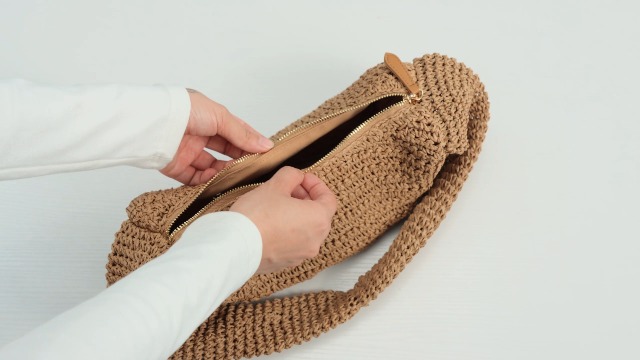 Bolso tejido de paja para mujer, estilo hobo miniatura 7