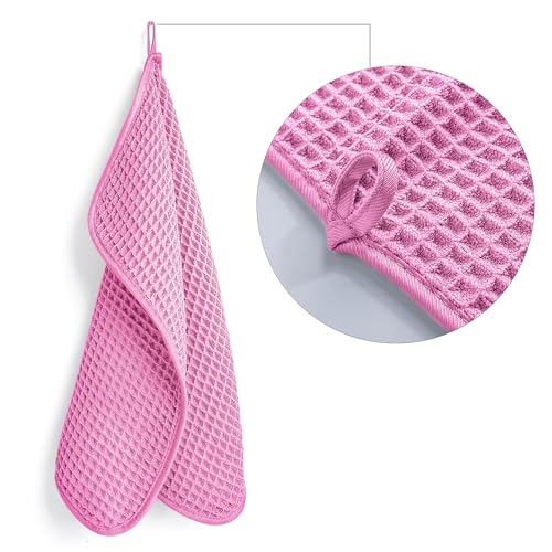 Image of POLYTE 430 GSM Microfiber Lint Free Washcloth Face Towel, 13 x 13 in, 4 Pack (Waffle Weave)