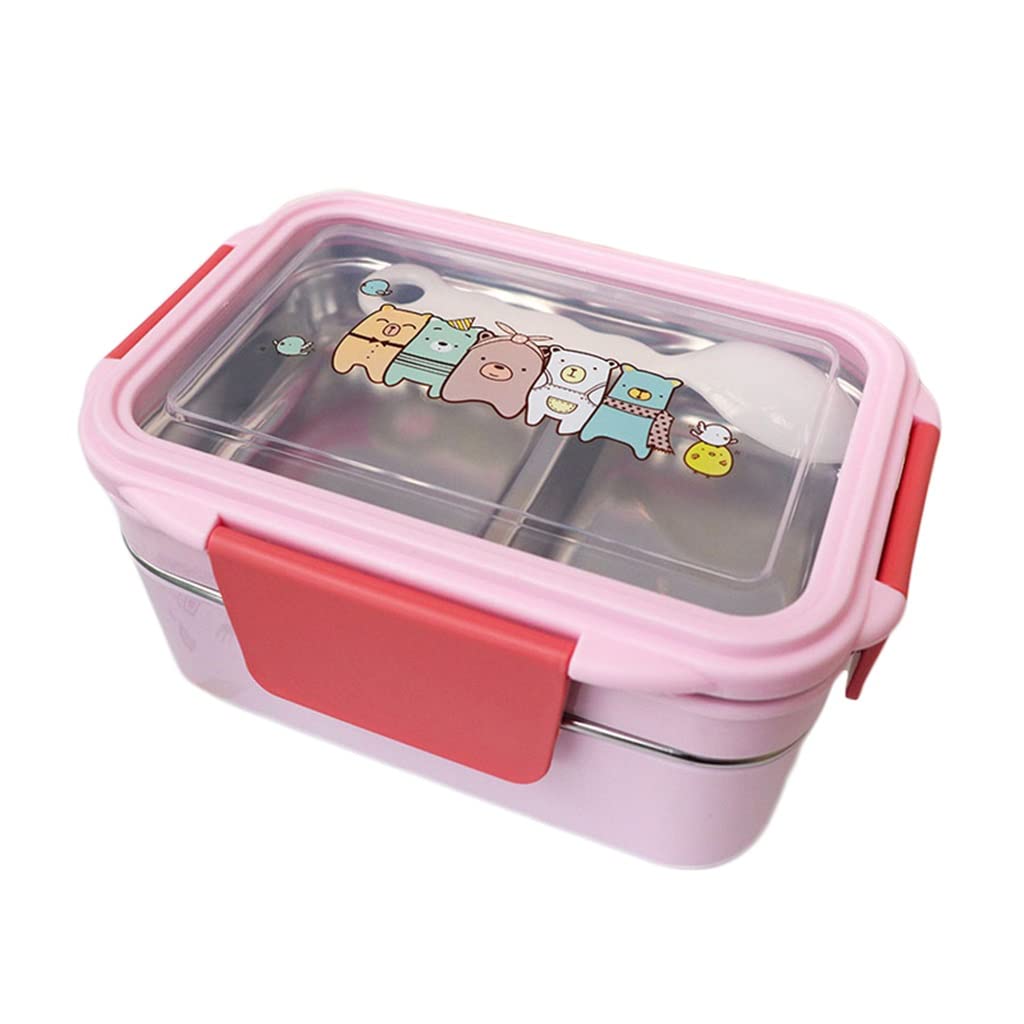 Carino Scatola di Pranzo in Acciaio Inox Doppio Strato Ufficio Portatile Bento Box Esci Il Trasporto Bento Box(3-Pack)