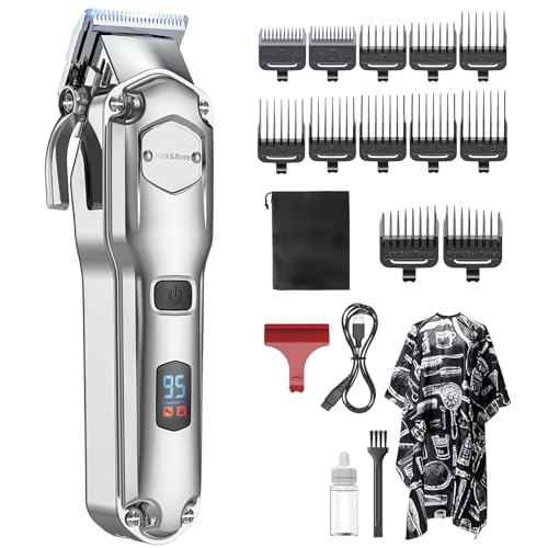 Jack & Rose Haarschneidemaschine, kabellos profi Haarschneider, IPX7 Wasserdicht elektrischer Friseur Rasierer, USB wiederaufladbar Haar und Bartschneider für Männer