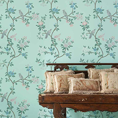 Avian Chinoiserie Wall Mural Stencil - Modern Wall Stencil - Large Stencil for Painting Wall Mural - DIY Wallpaper Alternative for Room Makeovers (Large: 32” x 45.5”)