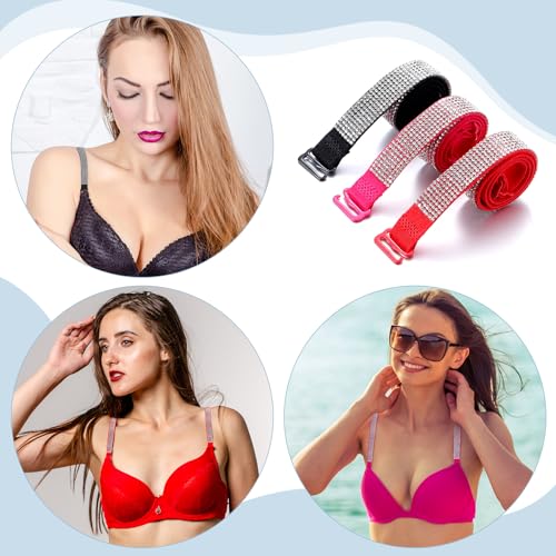12 Pairs Women's Glitter Bra Straps Bulk Bling Rhinestones Non slip Bra Shoulder Straps Dress Ladies Lingerie Shiny3