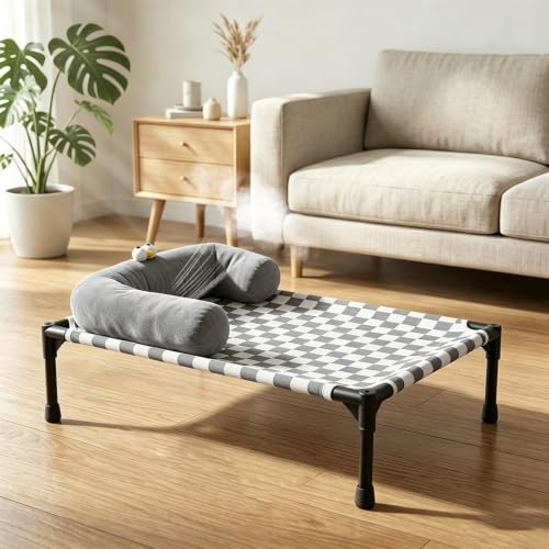 Cama elevada para perros que alivia el calor e incluye almohada 4