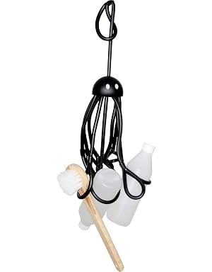 Formverkert Octopus Shower Caddy in Back - Shower Gel Shampoo Conditioner Brush Razors Toys Accessories Holder 9 Slots