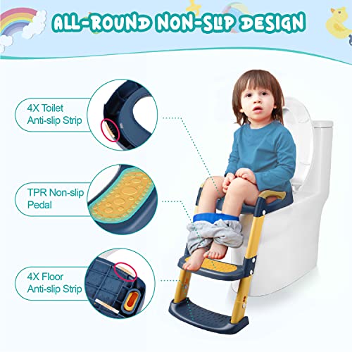 Potty Training Seat For Kids With Step Stool Ladder, Toddler Potty Training Toilet Seat For Baby Boys, Toddler Toilet Potty Chair(Yellow) #TOP5