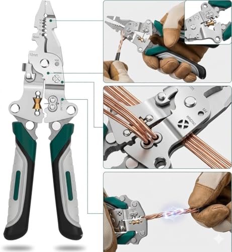Image of 18-in-1 Professional Wire Stripper, Cable Cutter & Crimping Tool | Precision Cutting | Ergonomic Grip | Heavy Duty Multi Function Hand Tool for Electricians & Home Workshop Use