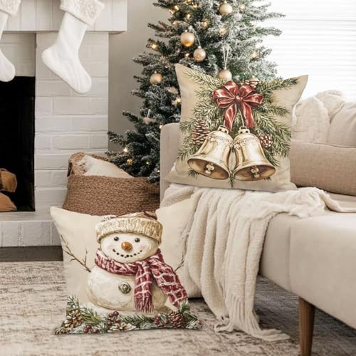 Fundas Cojin Navidad 50x50 cm para sofá, cama, sala de estar y dormitorio, pack de 4 textiles 5