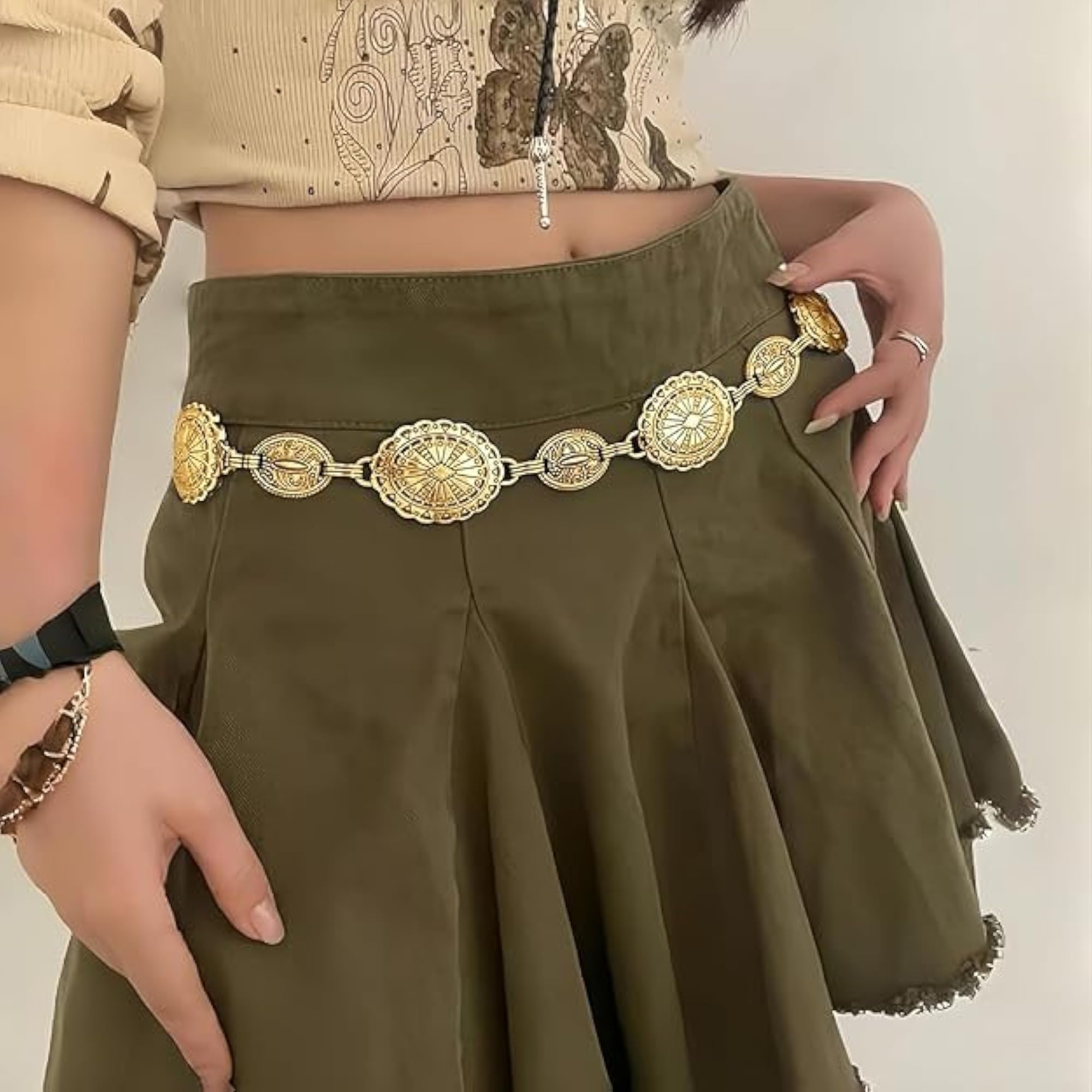 Women's Stylish Kamarbandh Waist Chain, Gold
