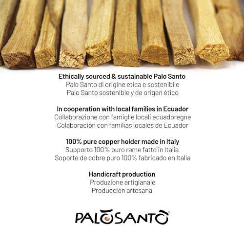 PALOSANTO - 7 Popular Suyo Sticks + Copper Palo Santo Holder - Palo Santo Bundle  Bursera Graveolens Holy Wood from Peru - Copper Stick Holder Made in Italy