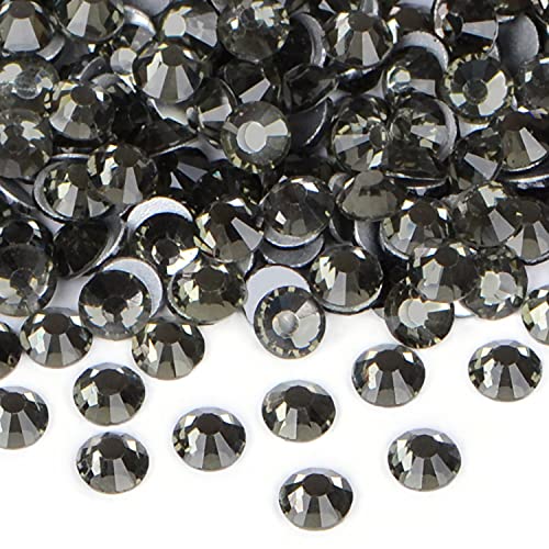 Image of 2880 Pieces Nail Art Rhinestones Glueless for Fixing Flat Back Round Glass Crystals for Jewelry Making with a Picking Pen (SS3 2880 Pieces, Black Diamond)