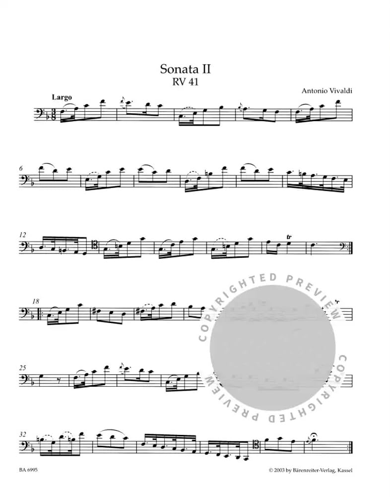BARENREITER VIVALDI A. - SAMTLICHE SONATEN FUR VIOLONCELLO UND BC, RV 39-47