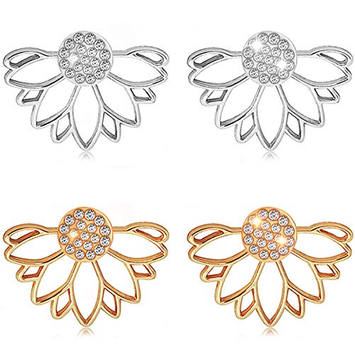 Suyi Fashion Hollow Lotus Flower Earrings Crystal Simple Chic Stud Earrings Set AGS
