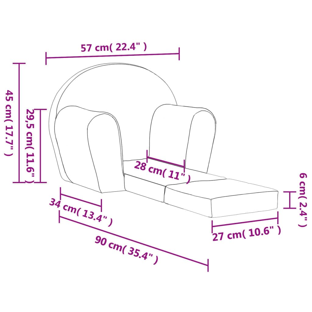 Sofá cama infantil de felpa suave en antracita con funda extraíble 57 x 90 x 45 cm, sillón infantil 2 en 1 y minisofá cama, ahorra espacio y cómodo para habitaciones de bebés y habitaciones