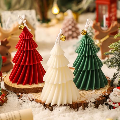 YGVQN 3 Stück Weihnachtsbaum-Duftkerzen, Handgemachte Sojawachskerzen...