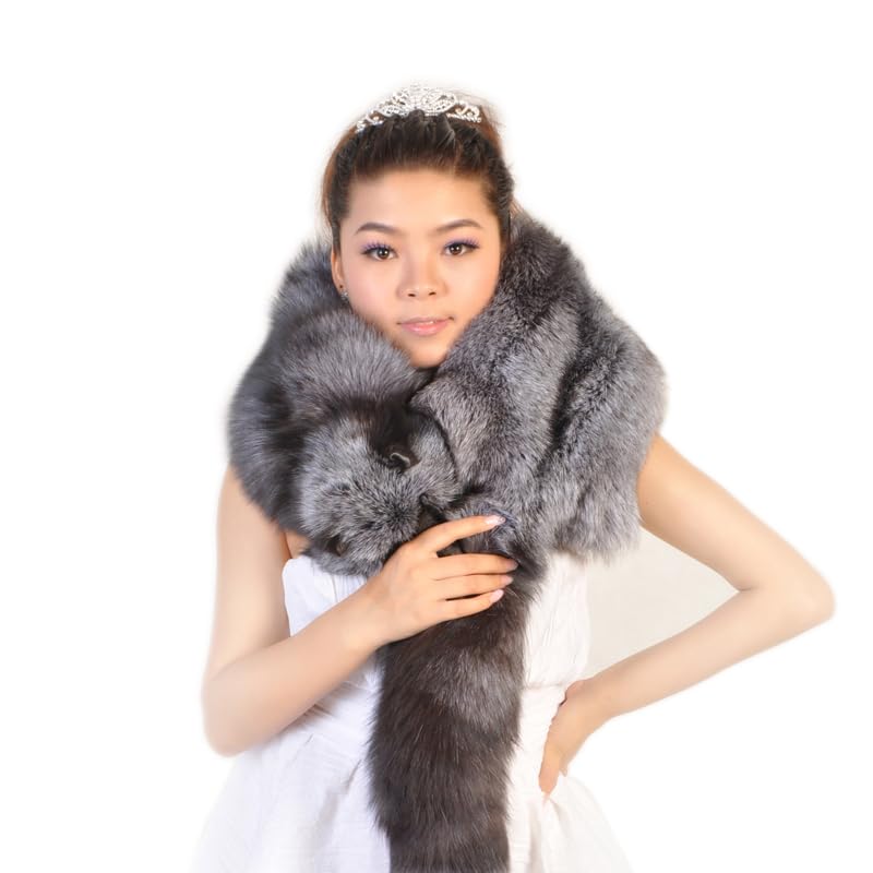 Luxury Real Fox Fur Scarf - Natural Color, Ethically Sourced Nordic Fox Fur Collar for Men and Women