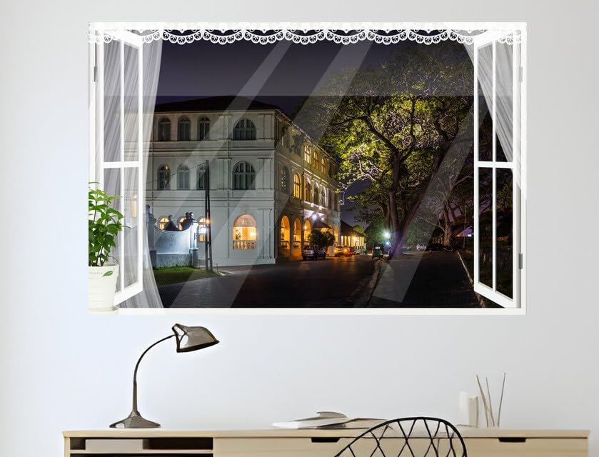 JZZB10453 Sri Lanka Houses Hotel Amangalla Galle Street| Self-Adhesive Open Window Wall Sticker