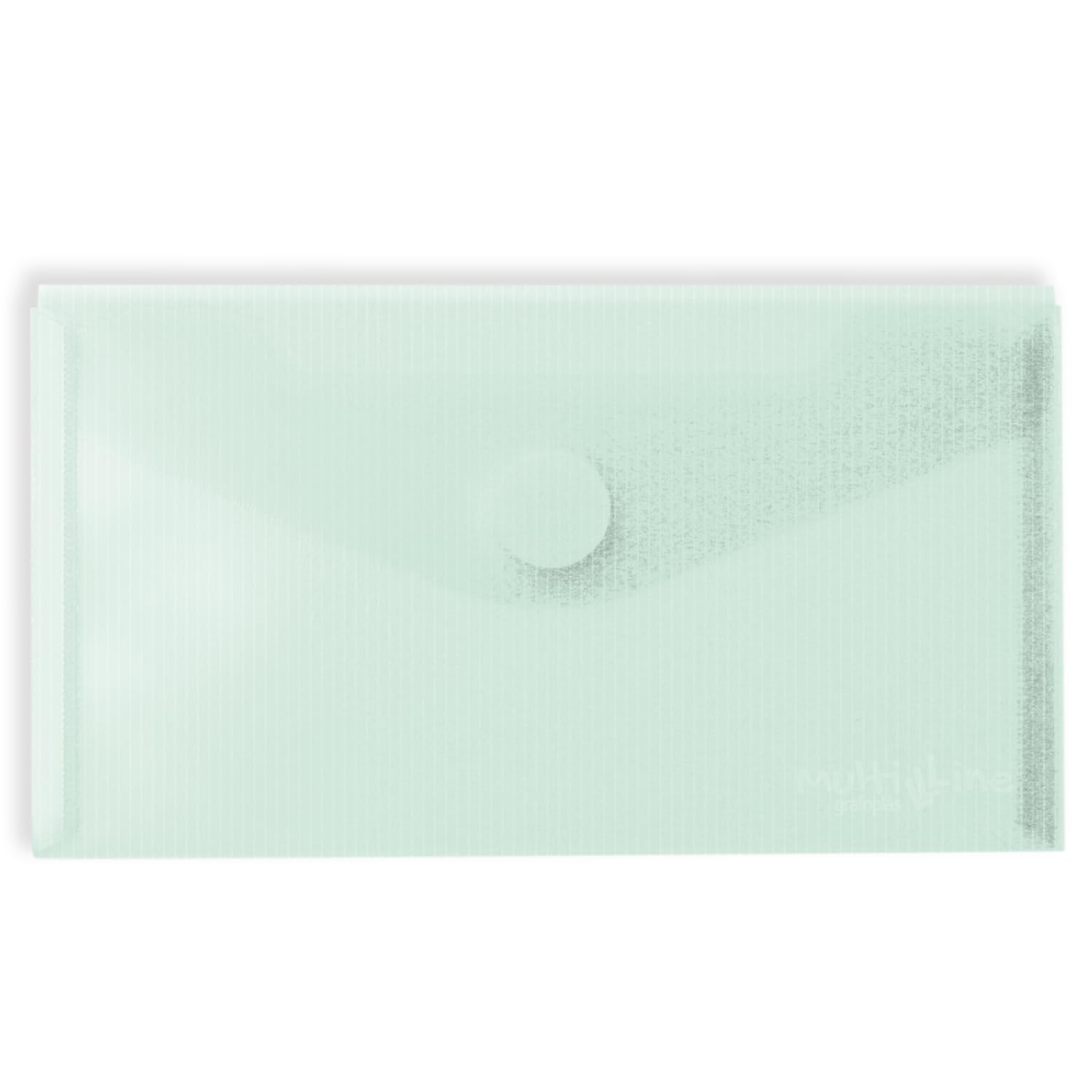 Grafoplás | Pack of 5 Plastic Envelopes | Receipt Size | Velcro Closure | Mint Green | Multiline | 22.5 x 12.5 cm | Transparent Striped Crystal Polypropylene | Perfect for Receipts and Small Documents