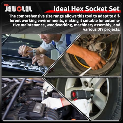 Image of 8PCS Hex Impact Bit Socket Set, 1 /2 inch Drive Allen Socket Kit, Cr-Mo | 3-Inch, Lengthen Hex Screwdriver Adapter for Electric Ratchet Wrenches Fastening Screws, Socket Wrench, Head Drill