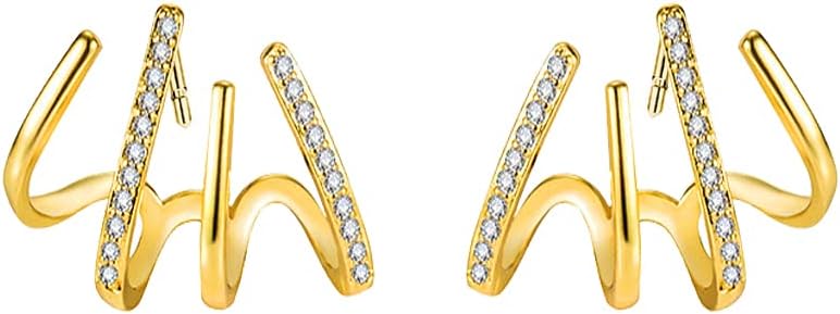 Todenb Claw Earring Cuff for Women,Zircon Needle Ear Cuffs Stud Earrings Minimalist Ear Wrap Piercing Earrings for Prom Jewellery