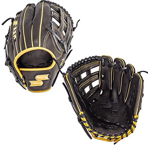 Ssk Z7 Specialist Infield Baseball Glove – 11.5” - 11.75” - 12” – 12.25” – Right & Left Hand Throw (11.75" - Right Hand Throw, Black/Gold - H Web) #TOP6