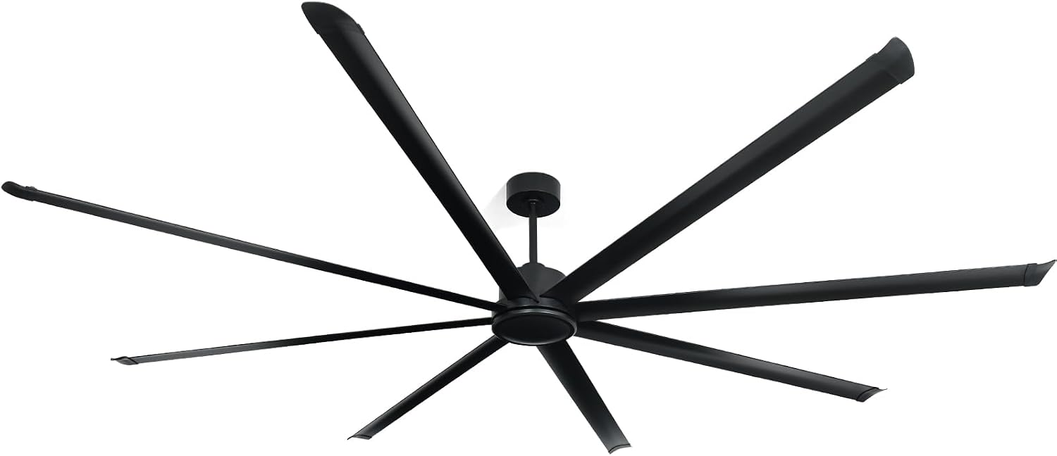 120-inch Industrial Ceiling Fan with 150W High-Power Motor, 6-Speed Remote Control, 8 Aluminum Blades, Quiet Reversible DC Fan for Garage, Gym,large warehouse