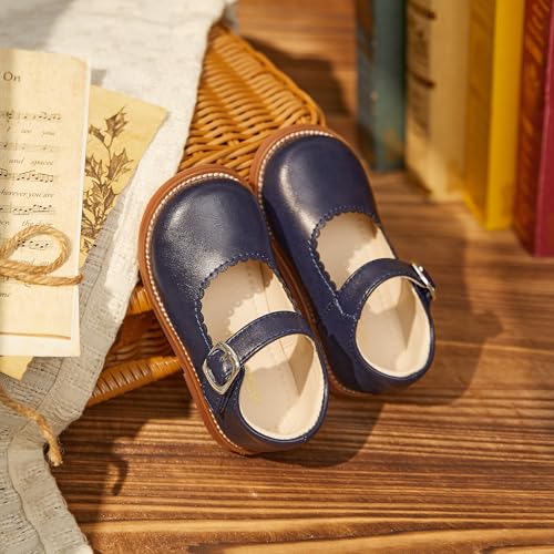 Image of PHIRAMIN Toddler Girl Mary Jane Student Oxford Shoes-Little Girl School Uniform Shoes for Wedding Party