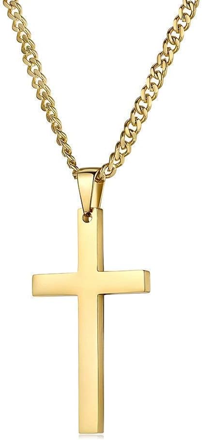 14K Gold Chain Cross Necklaces for Women & Men with Up to 20X More 14k White gold Plating Than Other Necklace Cross Chains - Durable