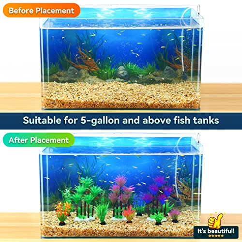 Borlech Aquarium Plants Decorations, Fish Tank Artificial Plastic Tree Plant Decoration Set 10 Pieces (Green) #TOP5