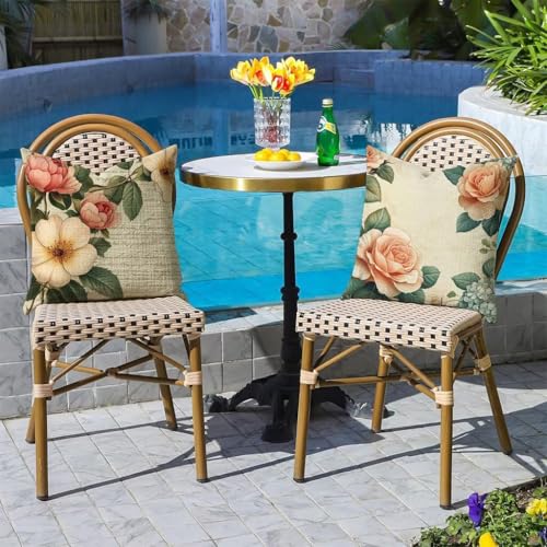 Coussin extérieur imperméable pour salon de jardin rose - 3
