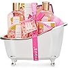Gift set for women spa luxetique bath sets for women gift 8 pcs rose spa basket includes bubble bath shower gel body lotion birthday spa gifts mothers day gifts for mom  urban country home decor