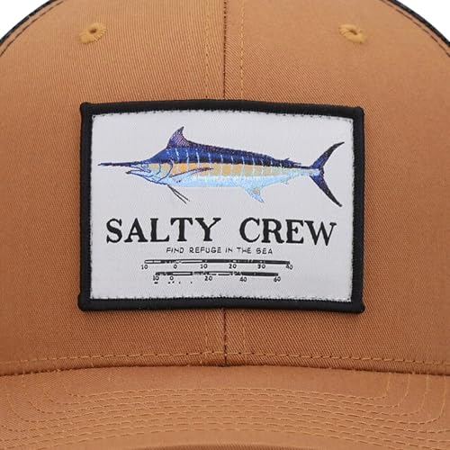 Image of Salty Crew Men's Fish Logo Retro Trucker Hat - Unisex Adjustable Baseball Hat for Adults - Premium Cotton