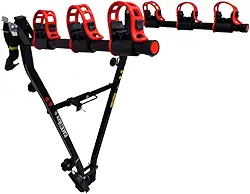 Suporte para bike Transbike Engate p/ 3 bicicletas Preto tira Vermelha Sedan Hatch