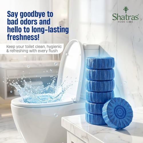 Image of Shatras Toilet Blocks for Flush Tank & Toilet Cleaning | Long Lasting Fresh Fragrance | Cleans with Every Flush | Removes Bad Odor | Blue Toilet Cleaner Blocks-6+6=12pcs