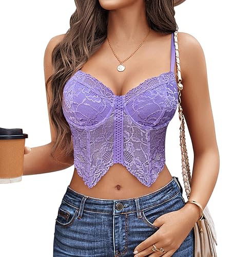 Image of Avidlove Lace Bralettes for Women Y2k Camisole Lingerie Adjustable Strap Crop Top