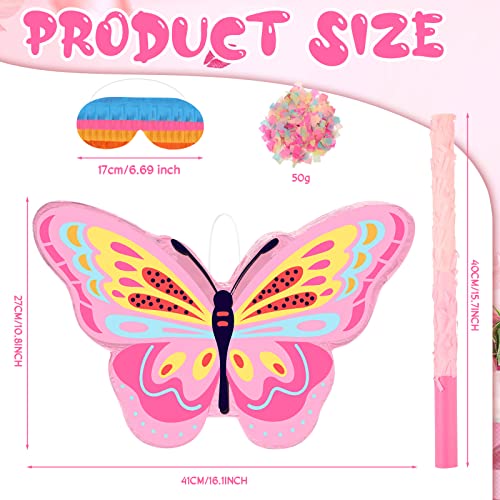 Butterfly Theme Pinata Bundle Girl Butterfly Party Pinata Set Include Pink Butterfly Pinata Bat Stick And Blindfold Mask For Butterfly Theme Birthday Party Supplies Decor (Butterfly) #TOP1