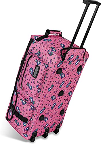 normani Leichte robuste Sport und Reisetasche 80-120 Liter - Trolley wasserabweisend reißfest leicht zu reinigen - 2 Rollen verstärkter Boden Einhorn Pink / 80 Liter XXL