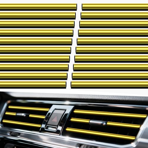 ZAUAO 20 Pcs Luxury Gold Car Vent Trim, PVC Air Vent Decor Strip, Universal Car Interior Decoration Accessories for AC Outlet