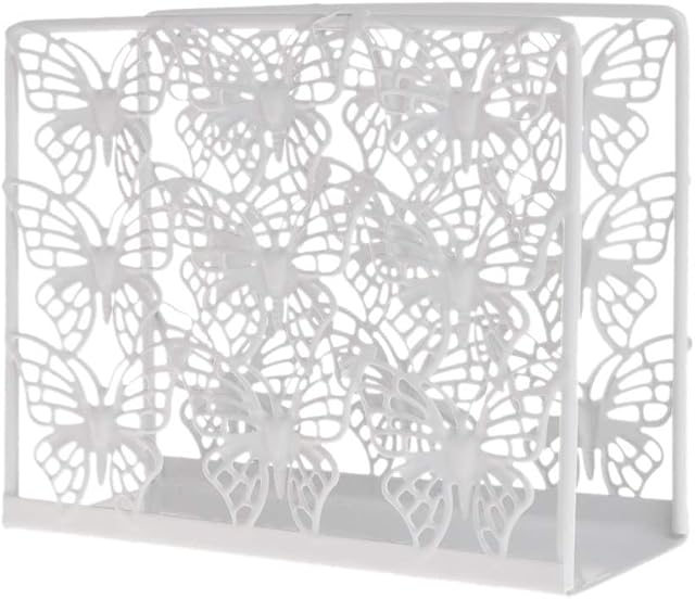 ZIRAN Metal Napkin Serviette Holder Dispenser Paper Tissue Rack Home Party Table Decor Paper Towel Holder White