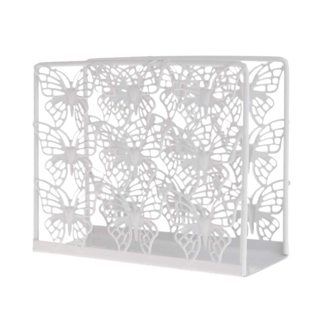 Qiuxiaoaa White Metal Napkin Serviette Holder Dispenser Paper Tissue Rack Home Party Table Decor Paper Towel Holder