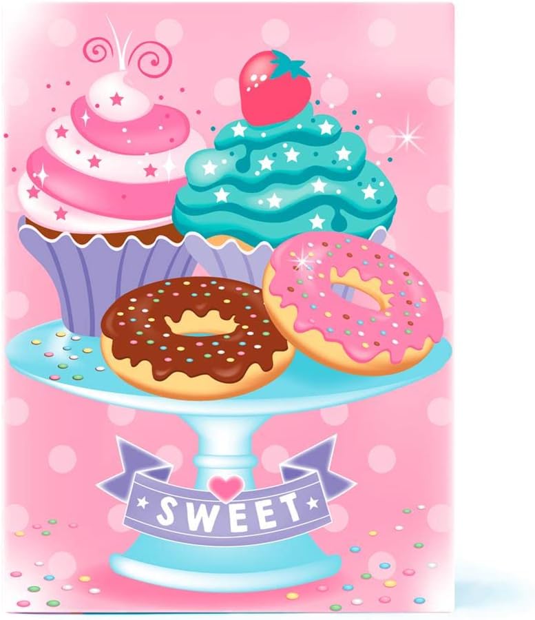 Box Candiy: Totally Sweet Treats Glitter and Foil Art Craft Set: 4 Glitter Boards, 4 Glitter Tubes and 8 Foil Sheets, Keepsake Gift Box, 4 x 17 x 23 cm, 6+