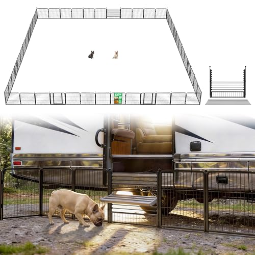 Image of FXW Instant Dog Playpen with RV Step Grid for RV Camping, 24 inch H, 48 Panels