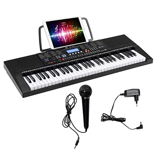 COSTWAY Pianoforte Digitale 61 Tasti Pesati, con Leggio Supporto Foglio e Altoparlante, Schermo LCD, Connessione USB, Ottimo Regalo per Principianti