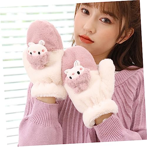 SAFIGLE 1pair Thick Cartoon Gloves Doll Design Warm Gloves for Boys and Girls and Adults Cold Skin-friendly for Outdoor Activities3