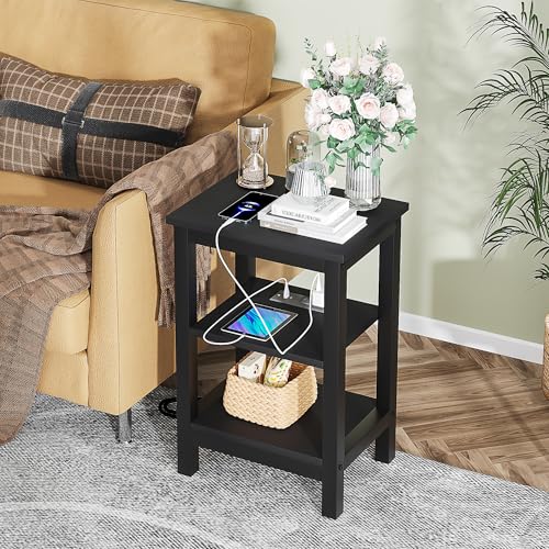 Image of VECELO Modern Nightstands X-Design Side End Table Night Stand with Storage Shelf for Bedroom, Living Room, Engineered Wood