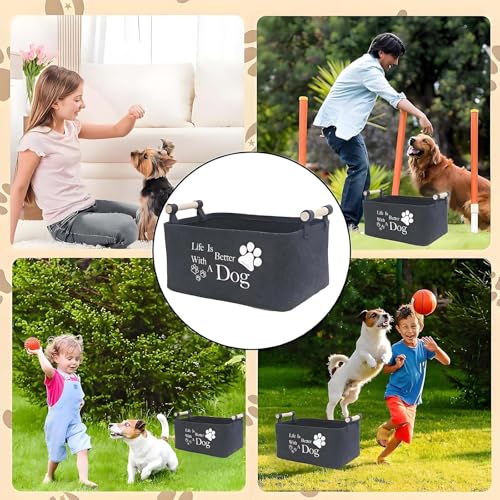 MXYZQDE Hundespielzeug Aufbewahrung, Spielzeug Aufbewahrung Box aus Filz, Aufbewahrungsbox Filz für Hundespielzeug, 38 x 25 x 18 cm, Ideal für Wohnzimmer und Reisen