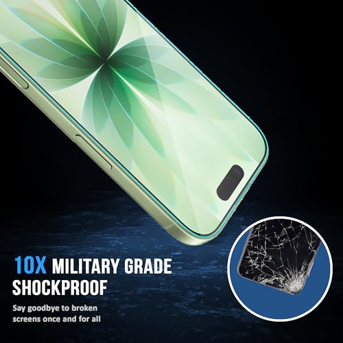 Image of ArmourPro Military-Grade Borderless Tempered Glass for iPhone 17 and iPhone 16 Pro (6.3 Inches) with Edge to Edge Protector Coverage, Cable Protector and Easy Installation Kit | Anti Dust Mesh Filter